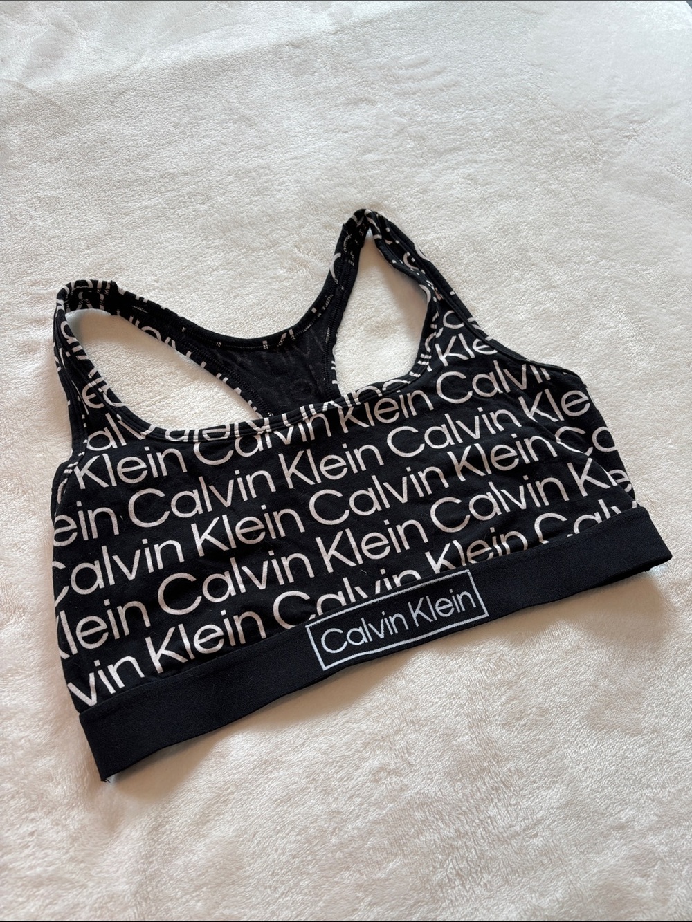 Calvin Klein Black & White Logo Racerback Bralette